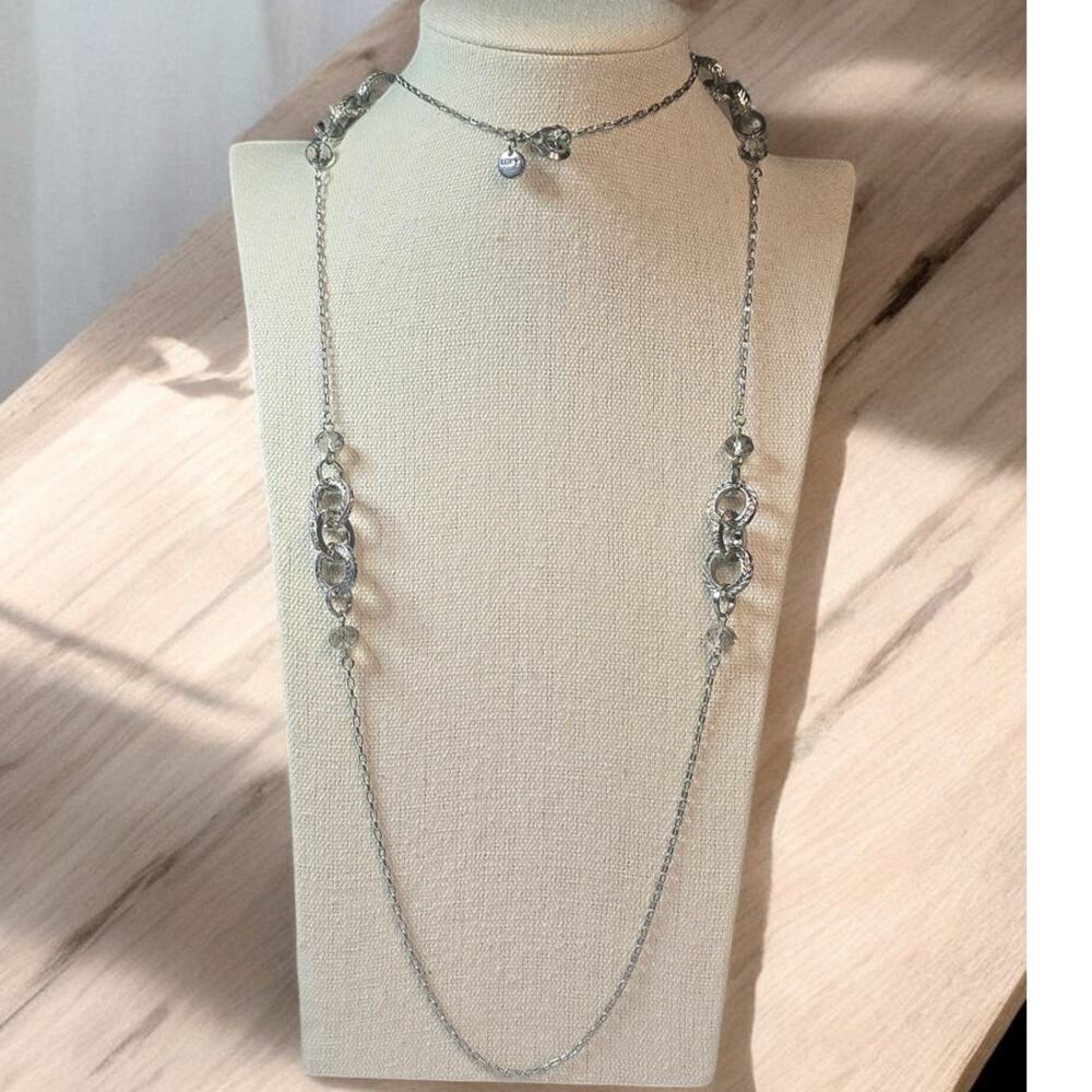 Loft Interlocking Decorative Silver Ovals Long Bo… - image 1